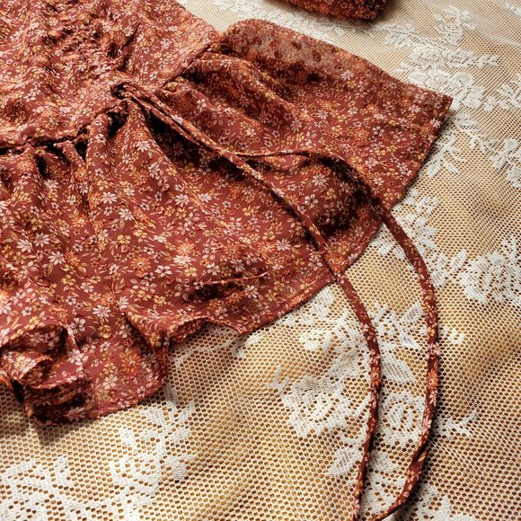 Lush Brick Floral Sundress, Maroon - Picture 4 of 11